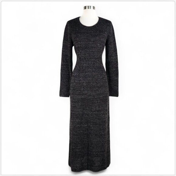 Peruvian Connection Charcoal Gray Marled Baby Alpaca Maxi Sweater Dress NEW L - Picture 1 of 5
